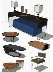 現代客廳SU效果圖設計與公共場所化妝品展示模型