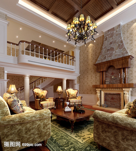 歐式別墅客廳效果圖 家具的藝術與氛圍營造